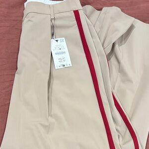 Zara Beige Trousers with Red Side Stripe